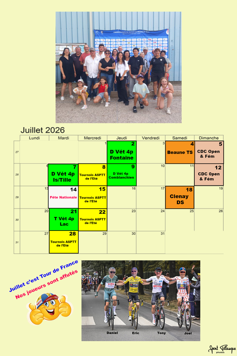 Affiche, calendrier du mois de Juillet par Alain