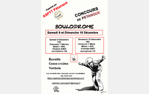 Concours  ASPTT Dijon Pétanque   les 9 & 10 Décembre