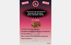 Concours de Fermeture à l'Asptt le Samedi 26 Octobre