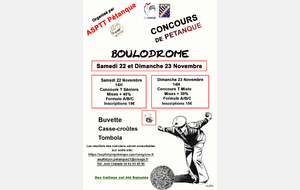 Concours Asptt Pétanque les 22 et 23 Novembre au boulodrome