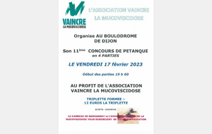 Concours pour la Mucoviscidose, 4 parties, boulodrome