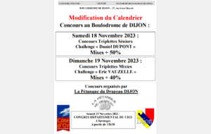 Concours Drapeau Boulodrome, 18 & 19 /11
