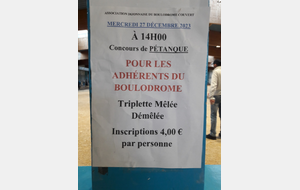 Concours pour les Adhérents du Boulodrome