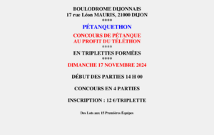 Concours Téléthon Boulodrome