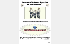 Concours Triplette Vétérans, 4 parties, au boulodrome