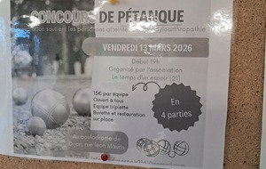 Concours Boulodrome 4p 19h _ ouvert à tous