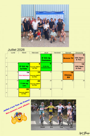 Affiche, calendrier du mois de Juillet par Alain