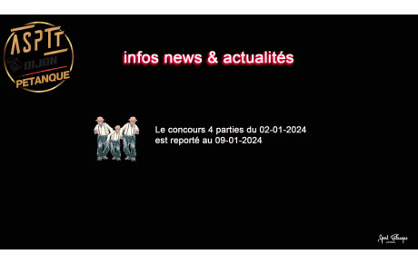 Report &quot;Triplettes Vétérans 4 parties&quot; du 2/1 au 9/1