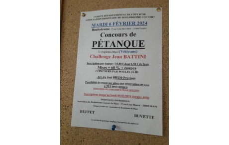 Concours Triplette Vétérans &quot;Battini&quot; le 6/2