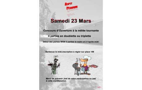 Concours d'ouverture le 23 Mars à l'Asptt