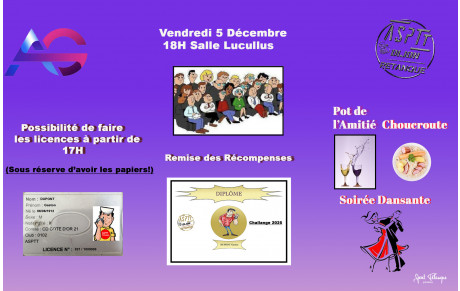 Assemblée Générale Asptt le 5 Décembre