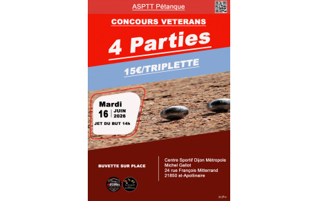 1er concours Triplette Vétérans 4 parties à l'Asptt